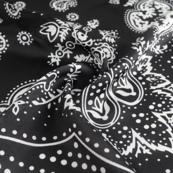 ⚡Men B-Black Necktie 27.5 Inches Cowboy Scarves Pocket Square Silk Bandanas - Picture 8 of 8